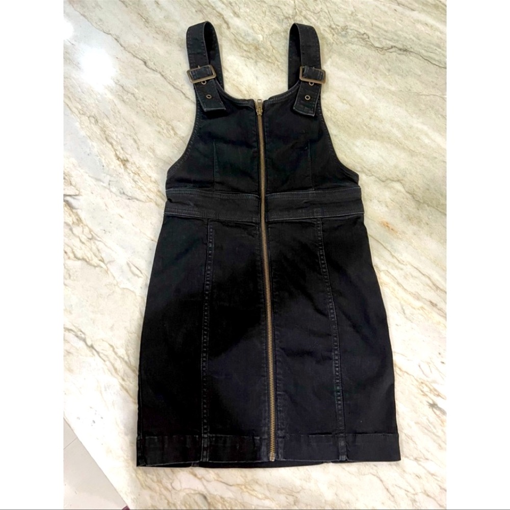 Free People Black Jean Overalls Dress